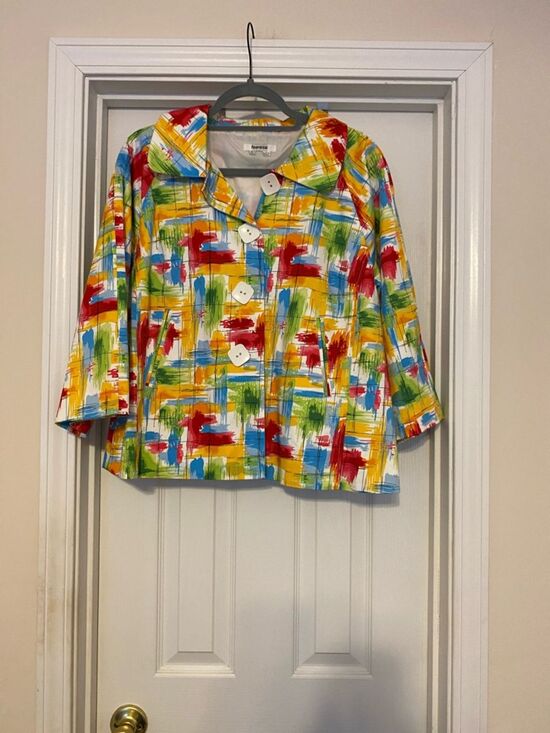 Appraisal Jackets & Blazers - Women’s Appraisal size Large Colorful Brushstroke Crop Jacket - Multicolor
